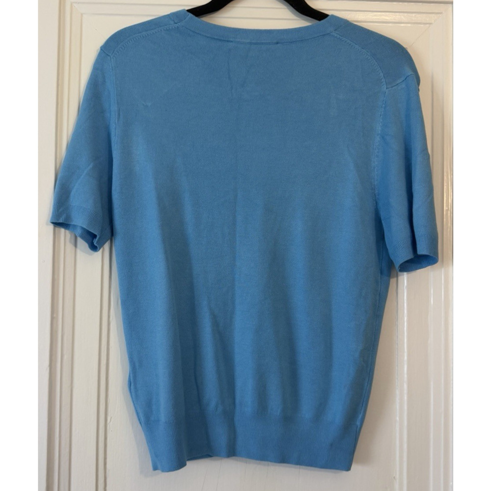 NWT Zara Plain Short Sleeve Basic Top, Blue size XL - Picture 3 of 3